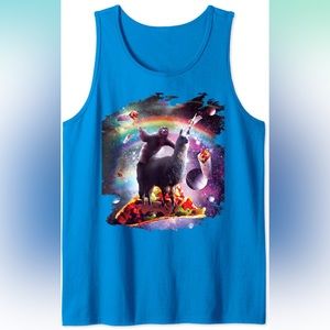 🔮 3/$15! Space Sloth Riding Llama Unicorn Taco & Burrito Tank Top Size Small